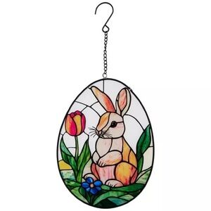 Bunny & Tulip Stained-Glass Suncatcher